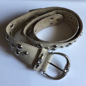 Kathy Van Zeeland Studded Belt- taupe